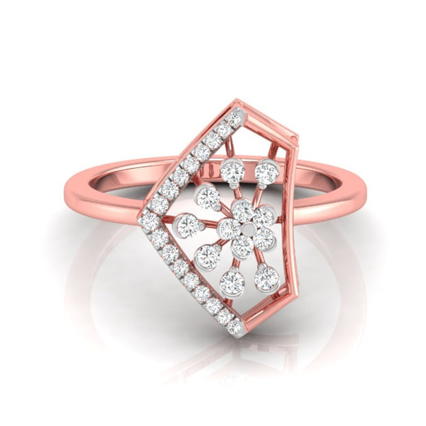 0.17Ct Floral Cluster Geometric Frame Lab-Grown Diamond Ring