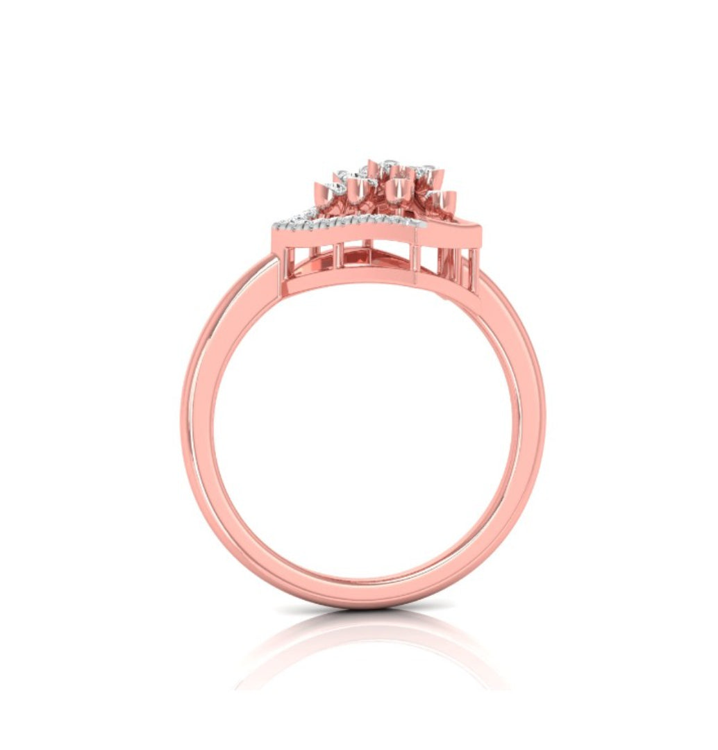 0.17Ct Floral Cluster Geometric Frame Lab-Grown Diamond Ring