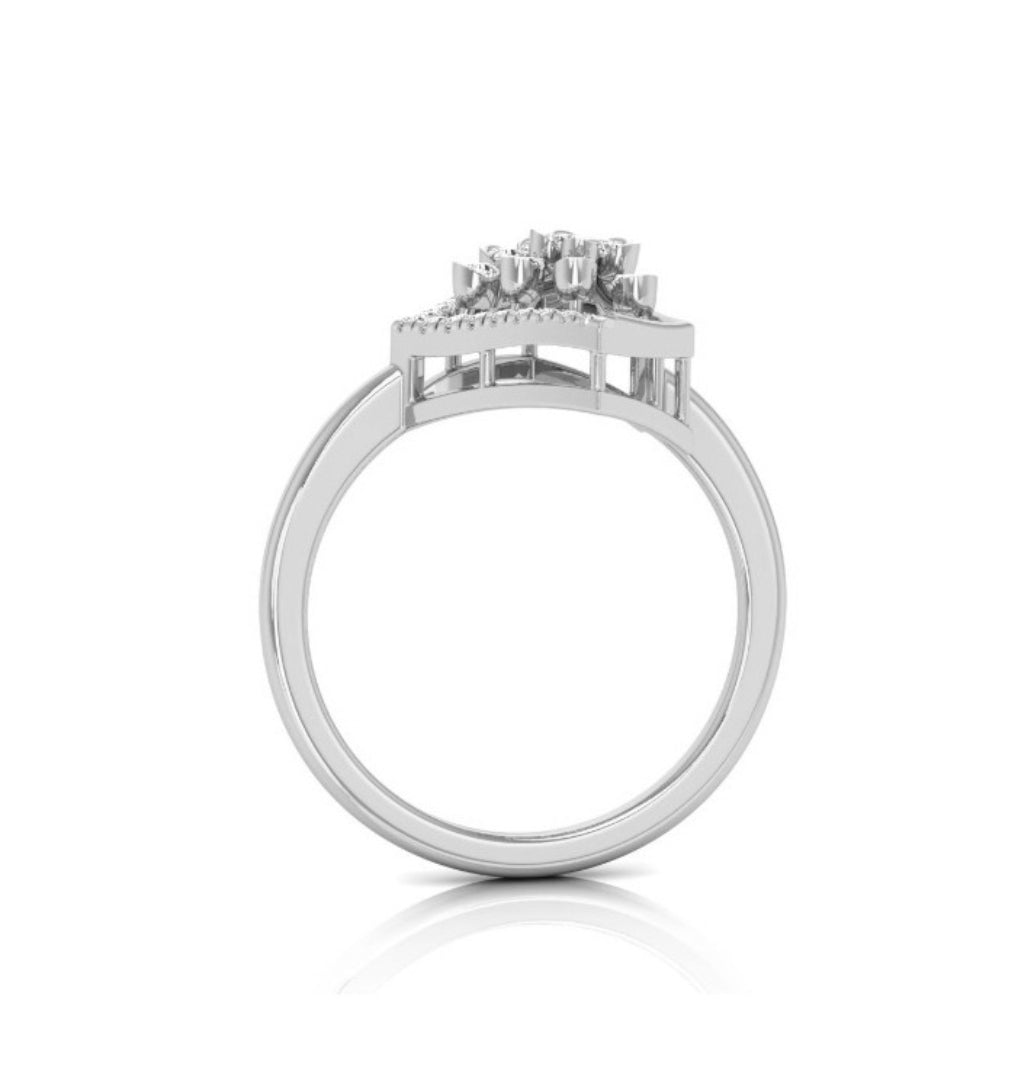 0.17Ct Floral Cluster Geometric Frame Lab-Grown Diamond Ring