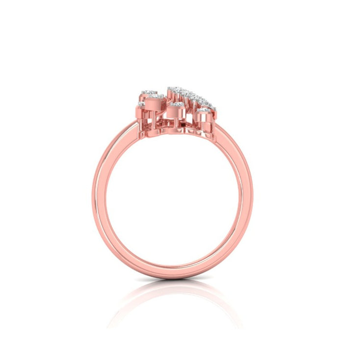 0.10Ct Fan Shape Design Round Cut Lab-Grown Diamond Ring