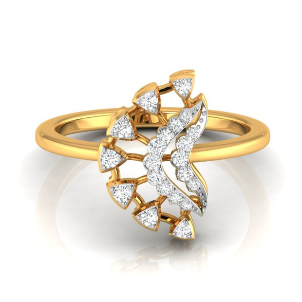 0.10Ct Fan Shape Design Round Cut Lab-Grown Diamond Ring