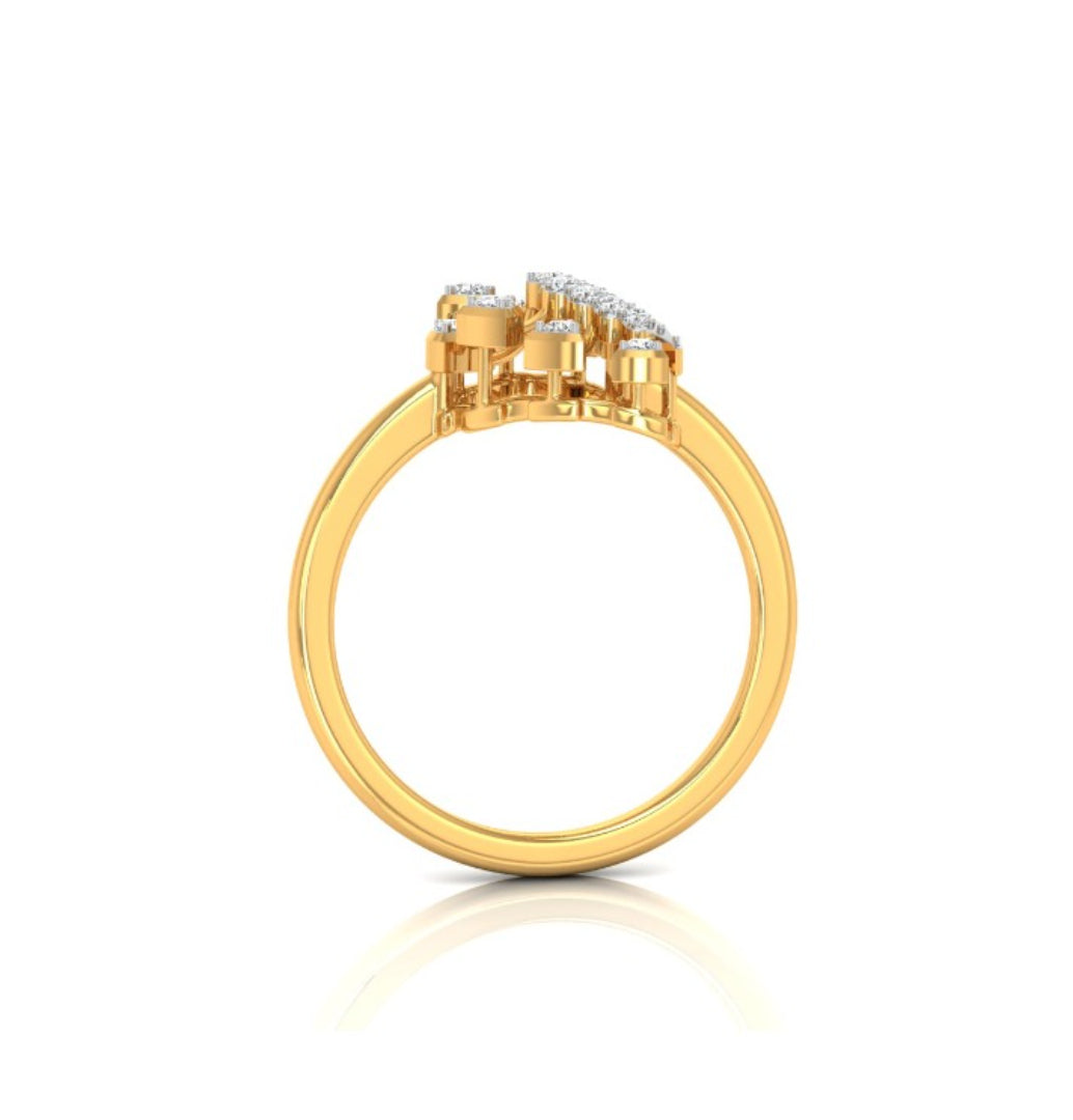 0.10Ct Fan Shape Design Round Cut Lab-Grown Diamond Ring