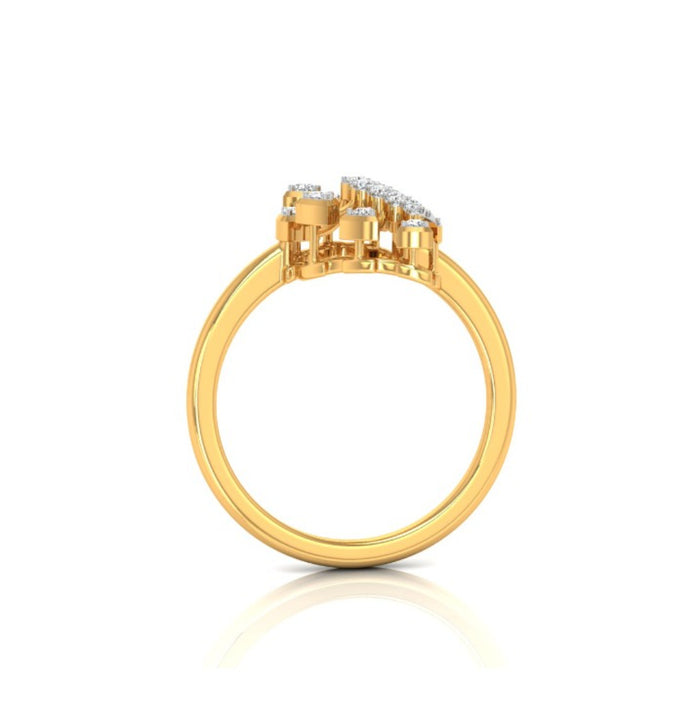 0.10Ct Fan Shape Design Round Cut Lab-Grown Diamond Ring