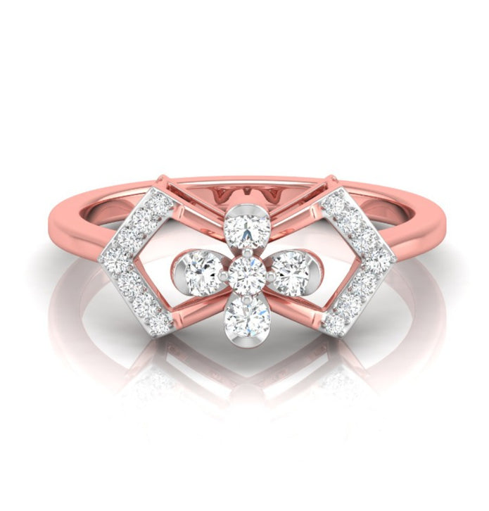 0.22Ct Floral Design Round Cut Lab-Grown Diamond Ring