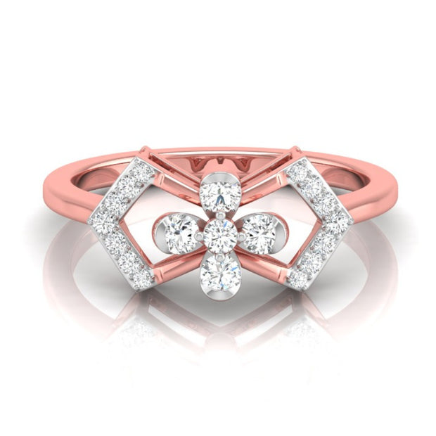0.22Ct Floral Design Round Cut Lab-Grown Diamond Ring