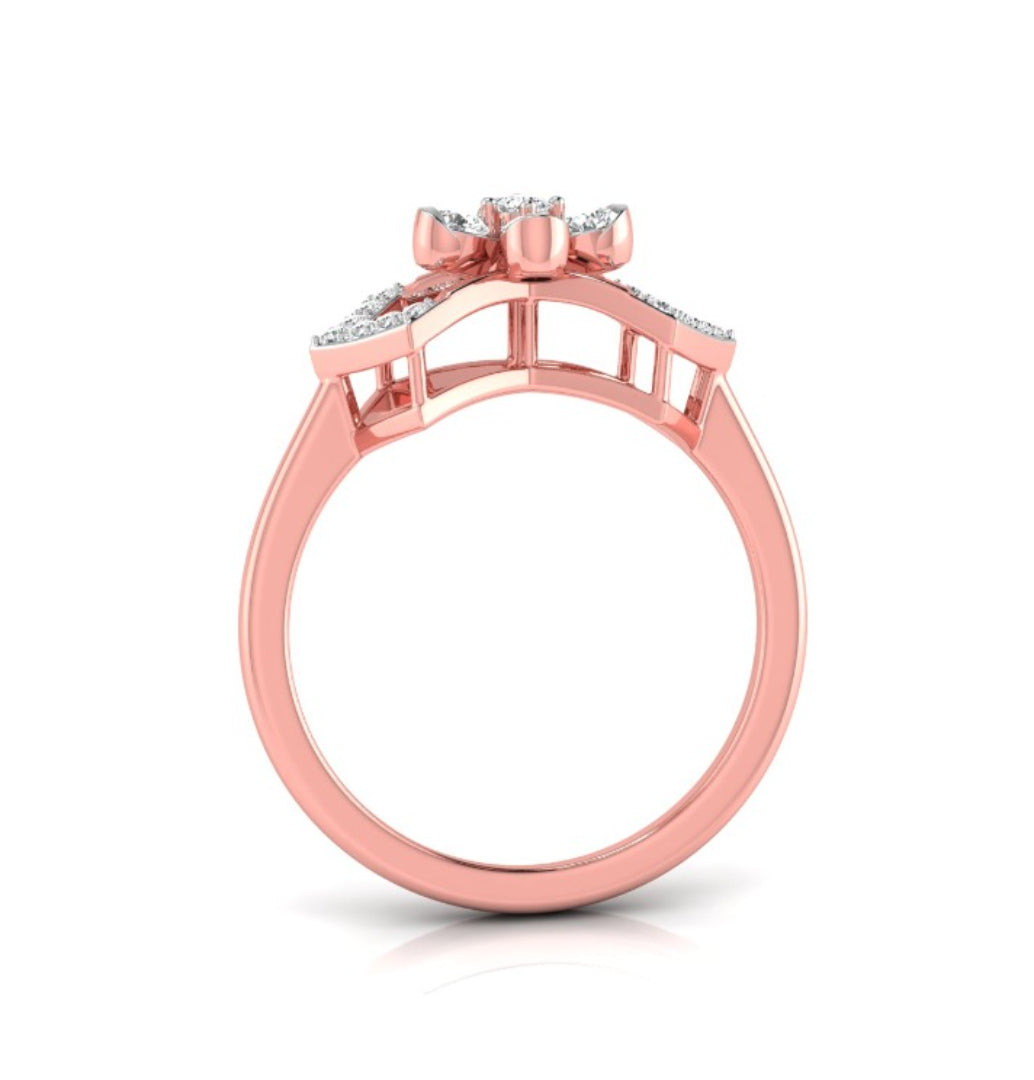 0.22Ct Floral Design Round Cut Lab-Grown Diamond Ring
