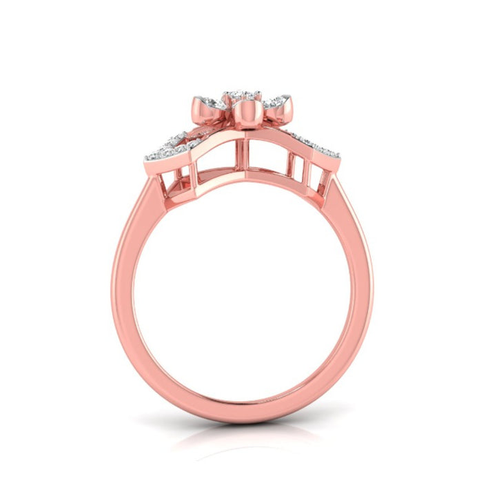 0.22Ct Floral Design Round Cut Lab-Grown Diamond Ring