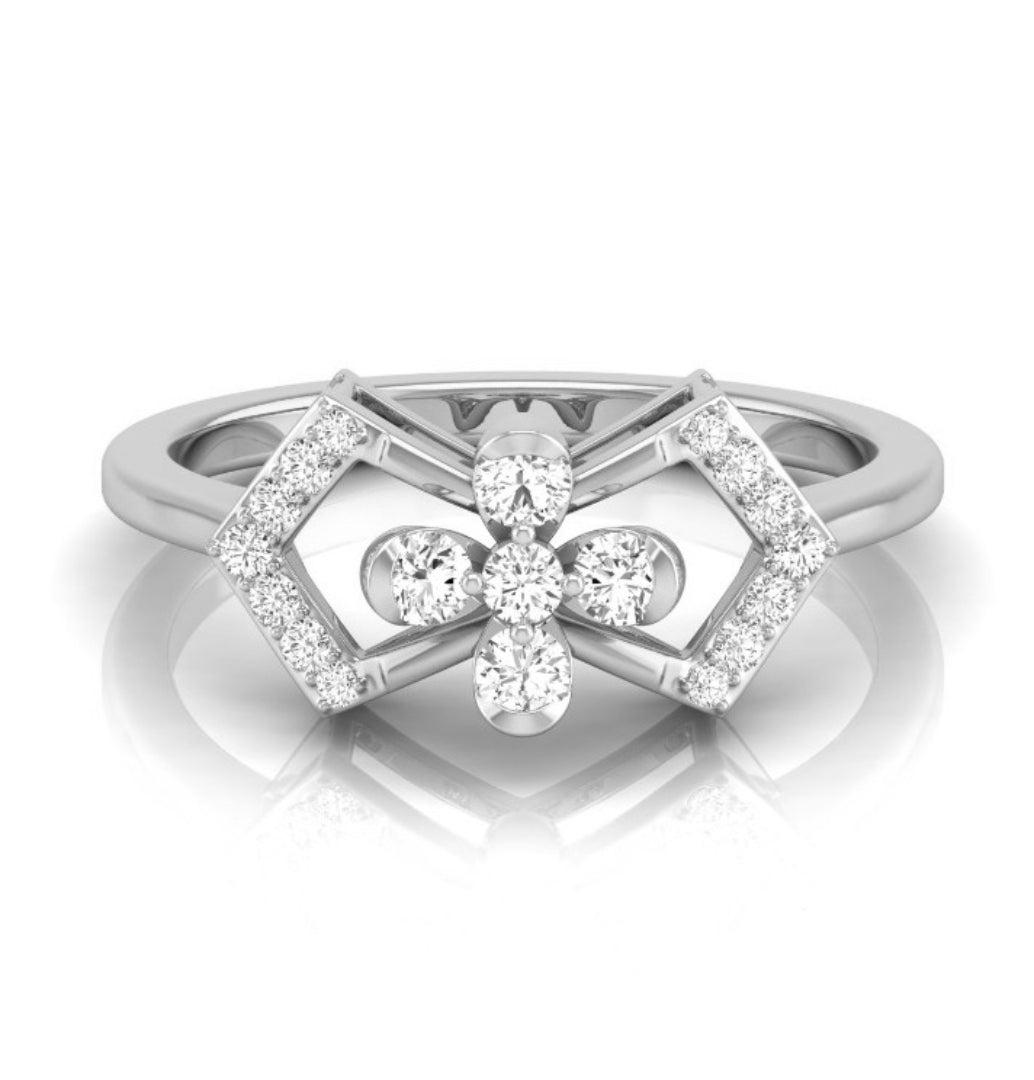 0.22Ct Floral Design Round Cut Lab-Grown Diamond Ring