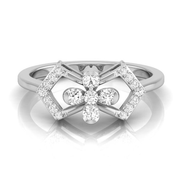 0.22Ct Floral Design Round Cut Lab-Grown Diamond Ring