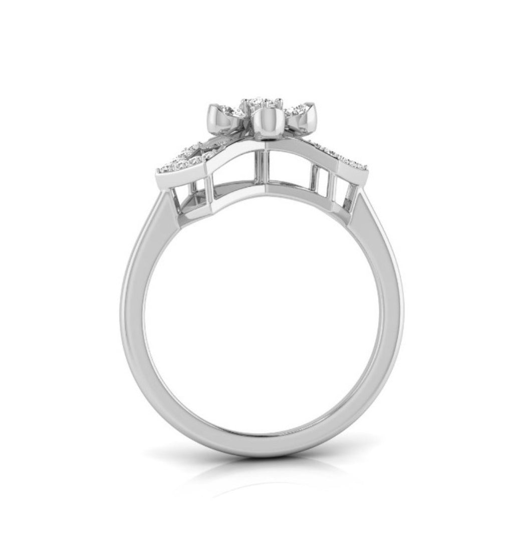 0.22Ct Floral Design Round Cut Lab-Grown Diamond Ring