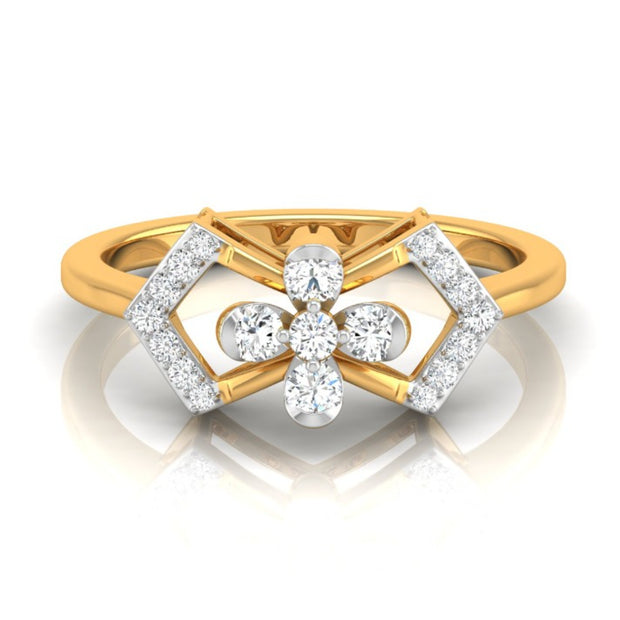0.22Ct Floral Design Round Cut Lab-Grown Diamond Ring