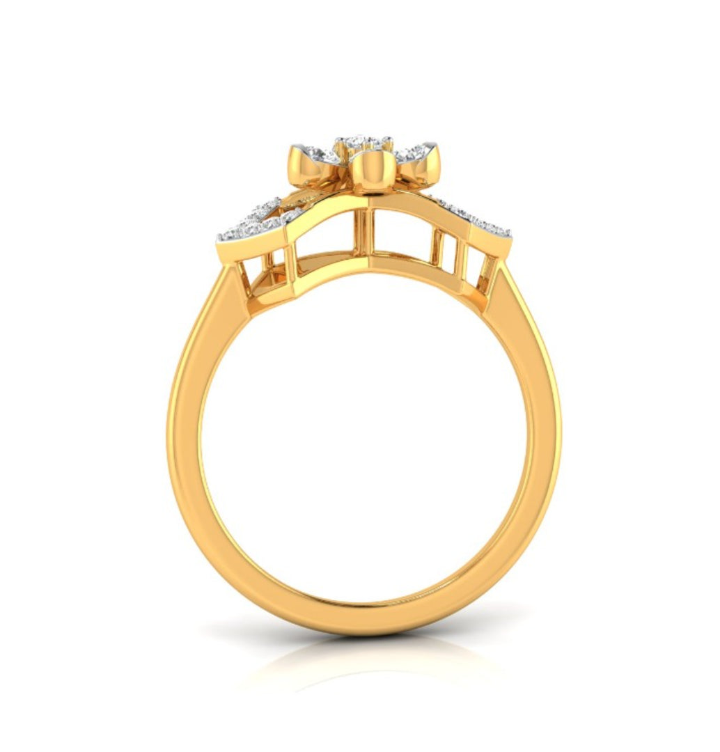 0.22Ct Floral Design Round Cut Lab-Grown Diamond Ring
