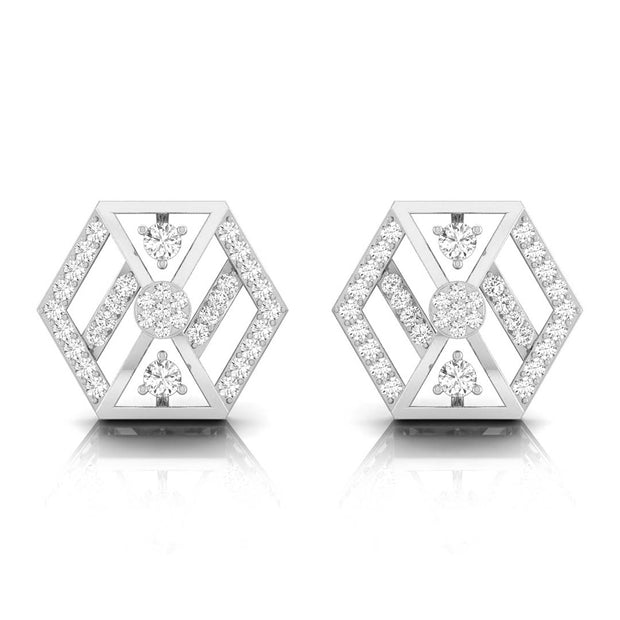 0.32Ct Hexagon Cluster Lab-Grown Diamond Gold Stud Earrings
