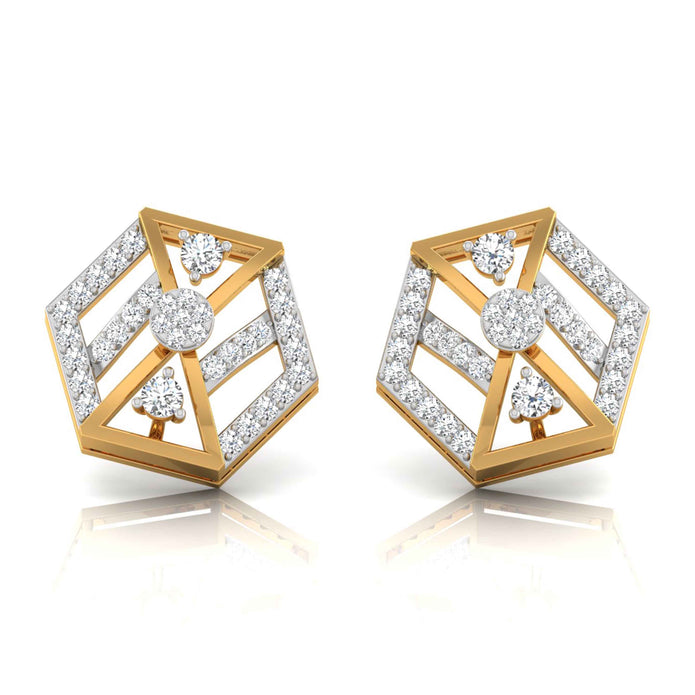 0.32Ct Hexagon Cluster Lab-Grown Diamond Gold Stud Earrings
