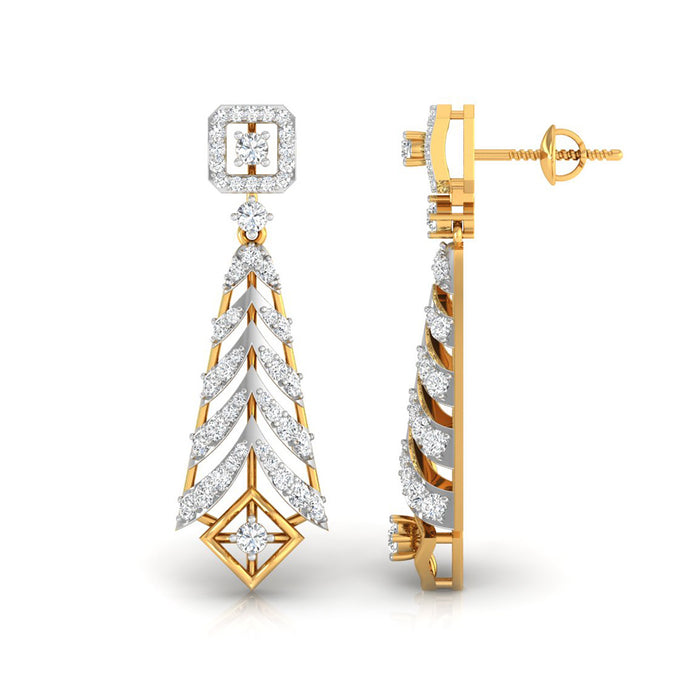 0.77Ct Round Lab-Grown Diamond Gold Dangellers Earrings
