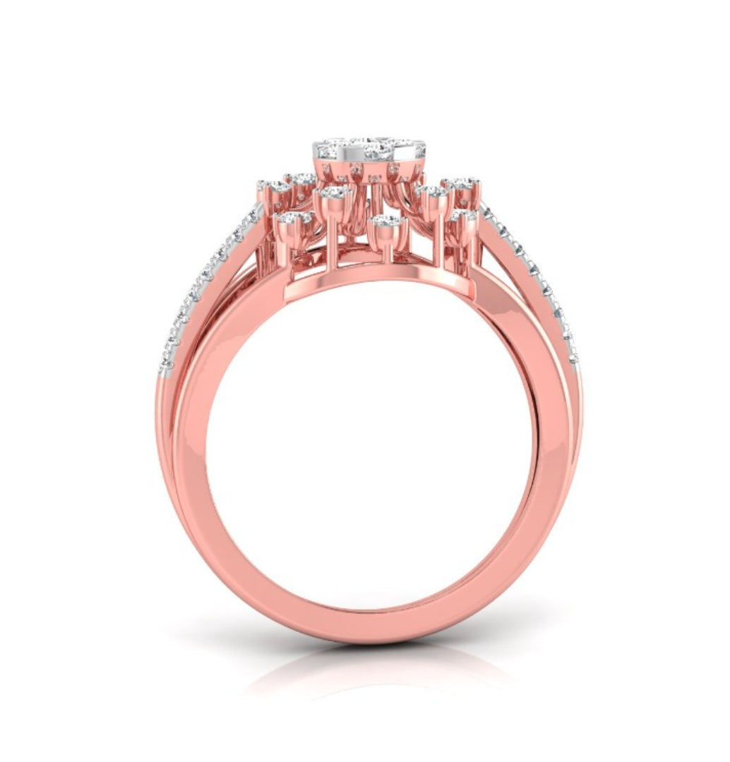 0.34Ct Floral Style Round Cut Cluster Lab-Grown Diamond Ring