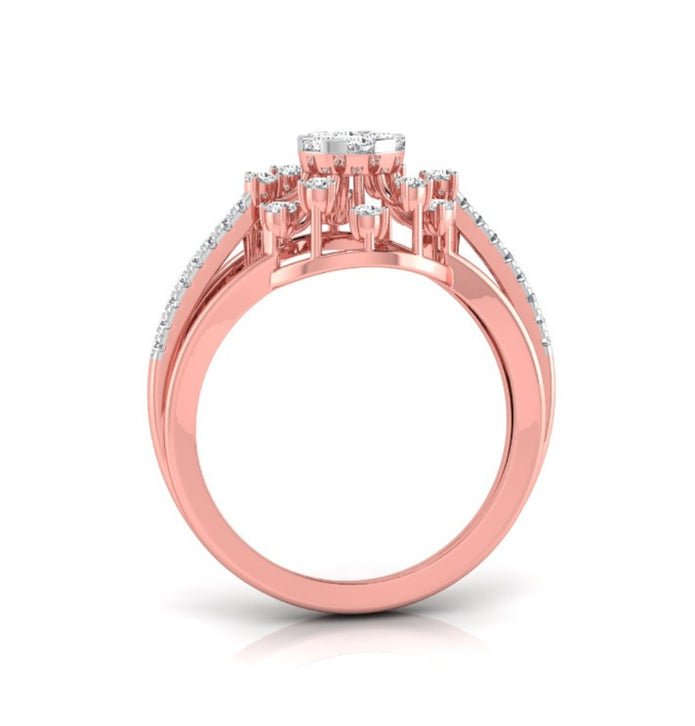 0.34Ct Floral Style Round Cut Cluster Lab-Grown Diamond Ring