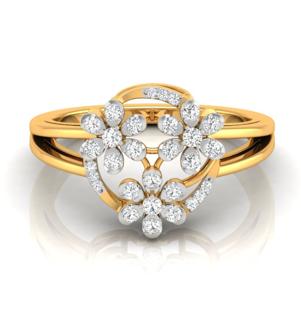 0.25Ct Floral Bouquet Round Cut Lab-Grown Diamond Ring