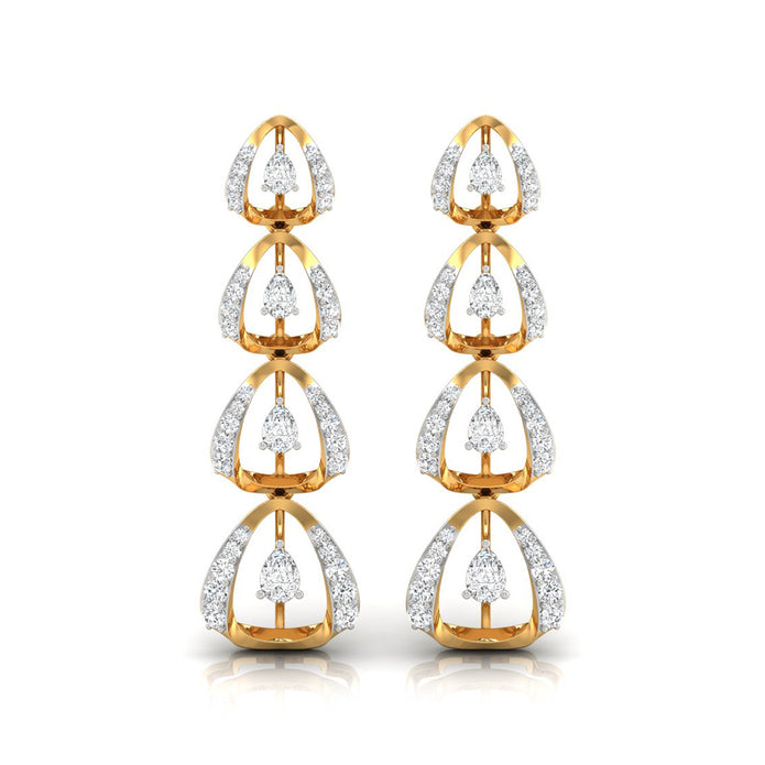 0.78Ct Round Lab-Grown Diamond Gold Dangellers Earrings