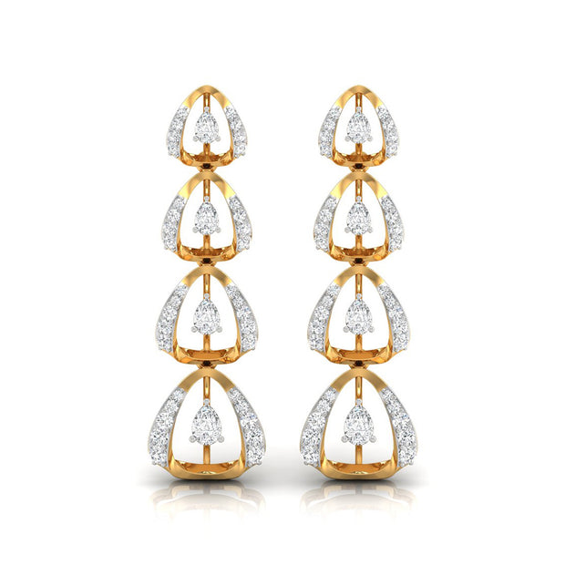 0.78Ct Round Lab-Grown Diamond Gold Dangellers Earrings