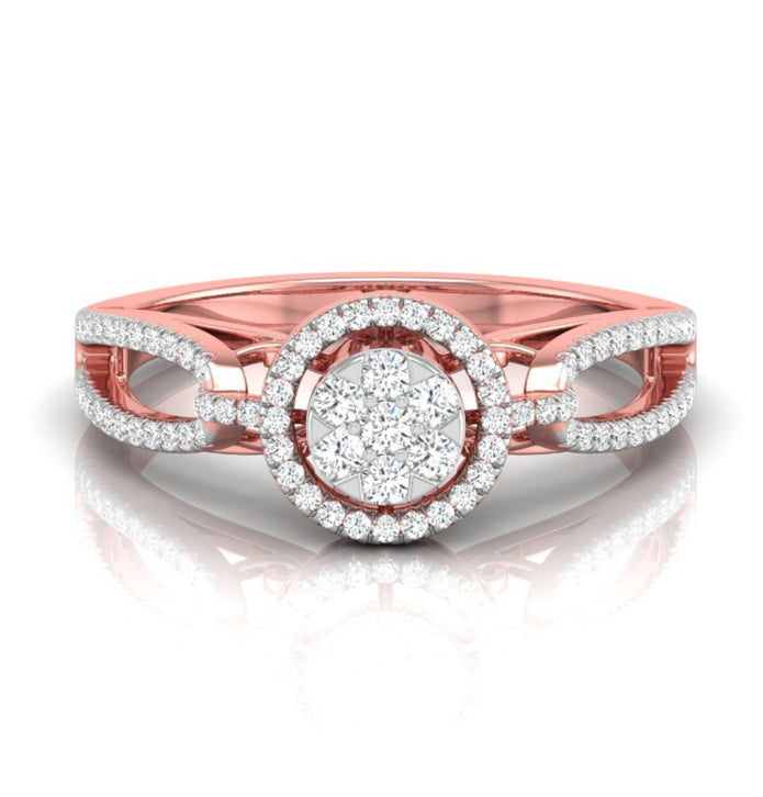0.28Ct Cluster With Halo Lab-Grown Diamond Gold Ring
