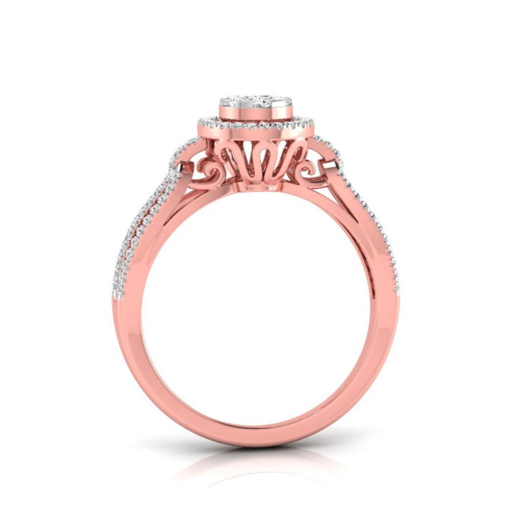 0.28Ct Cluster With Halo Lab-Grown Diamond Gold Ring