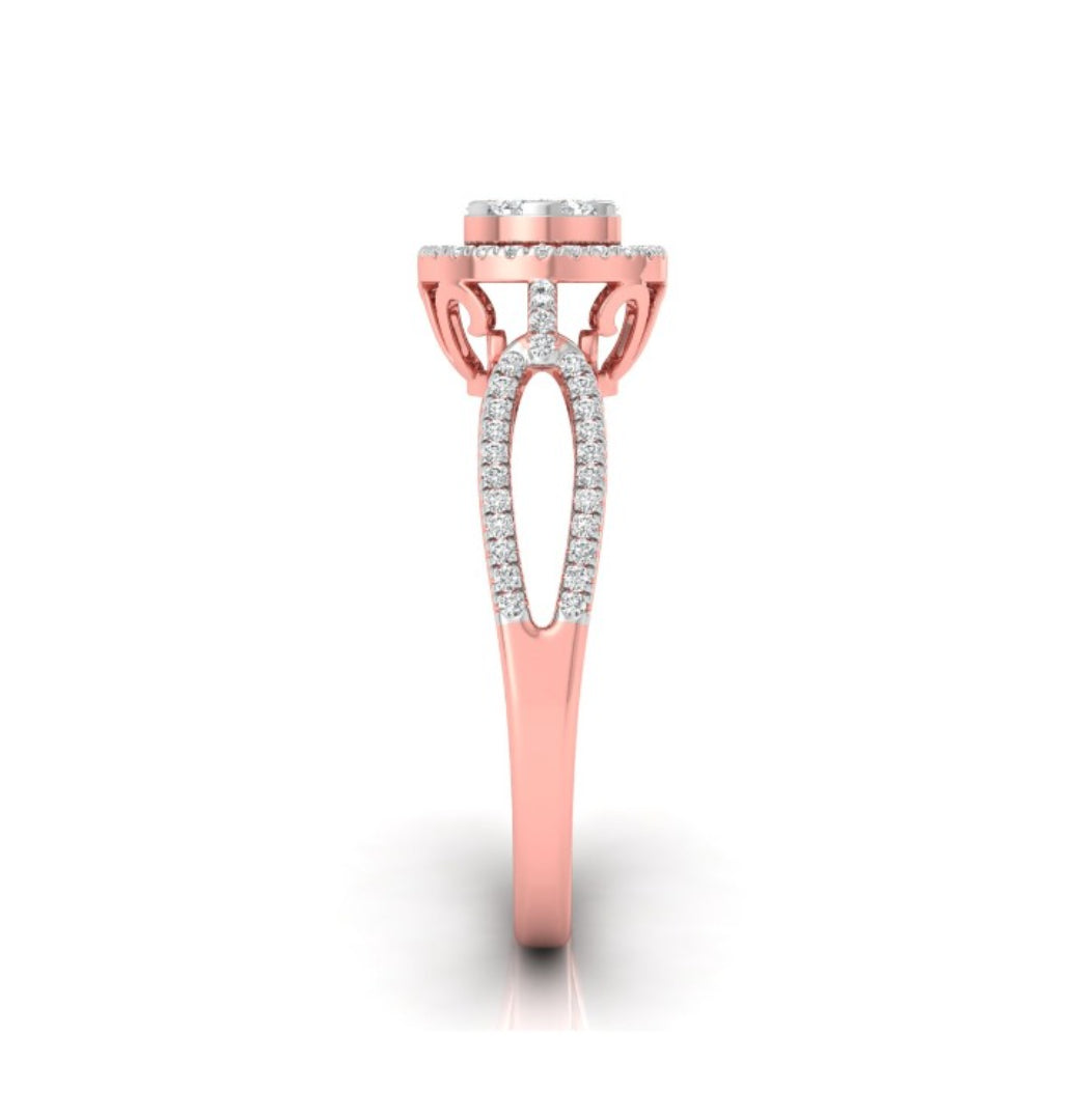 0.28Ct Cluster With Halo Lab-Grown Diamond Gold Ring