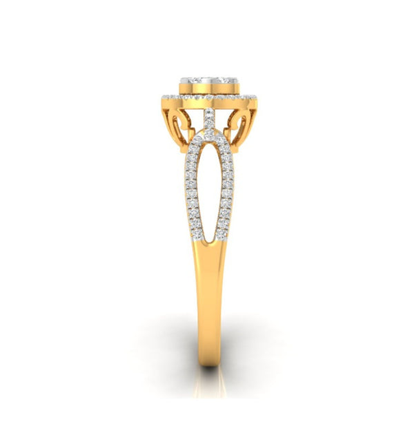 yellow gold halo cluster lab-grown diamond ring