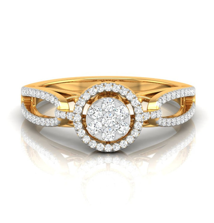 0.28Ct Cluster With Halo Lab-Grown Diamond Gold Ring