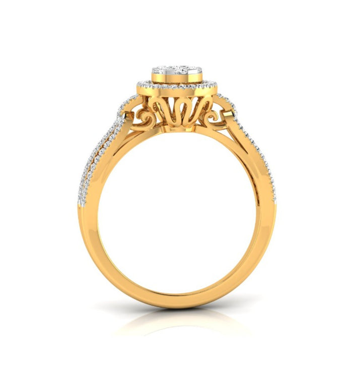 0.28Ct Cluster With Halo Lab-Grown Diamond Gold Ring