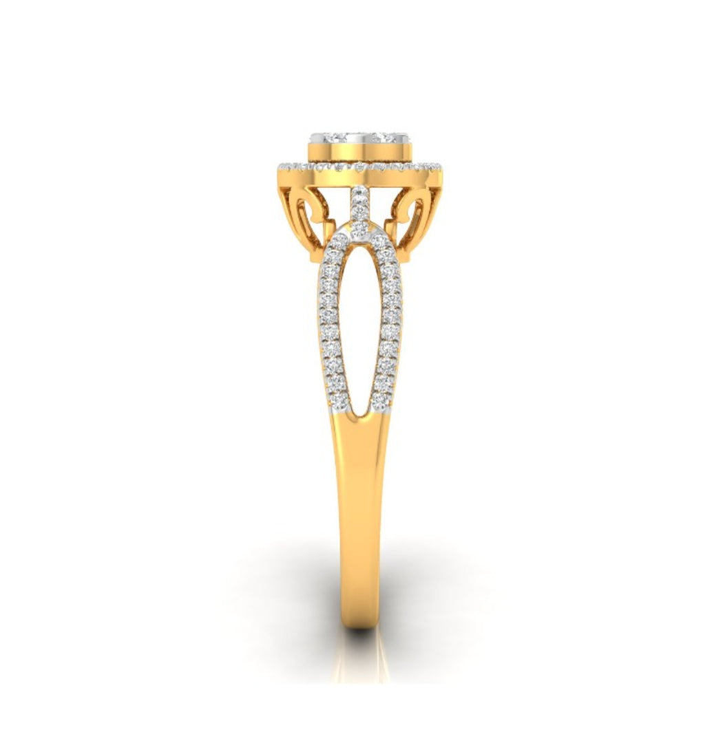 0.28Ct Cluster With Halo Lab-Grown Diamond Gold Ring