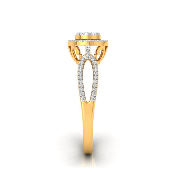 0.28Ct Cluster With Halo Lab-Grown Diamond Gold Ring