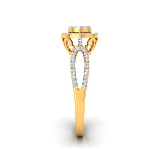 0.28Ct Cluster With Halo Lab-Grown Diamond Gold Ring