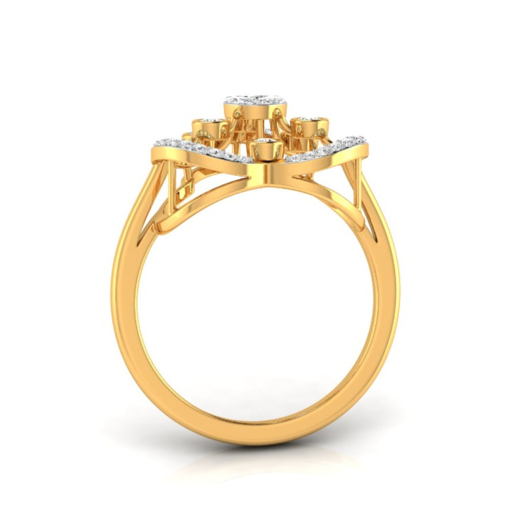 0.25Ct Halo Cocktail Lab-Grown Diamond Gold Ring