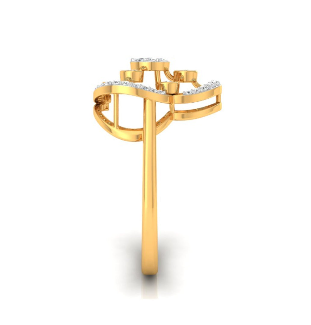 0.25Ct Halo Cocktail Lab-Grown Diamond Gold Ring