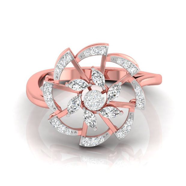 0.24Ct Floral Cocktail Style Lab-Grown Diamond Gold Ring