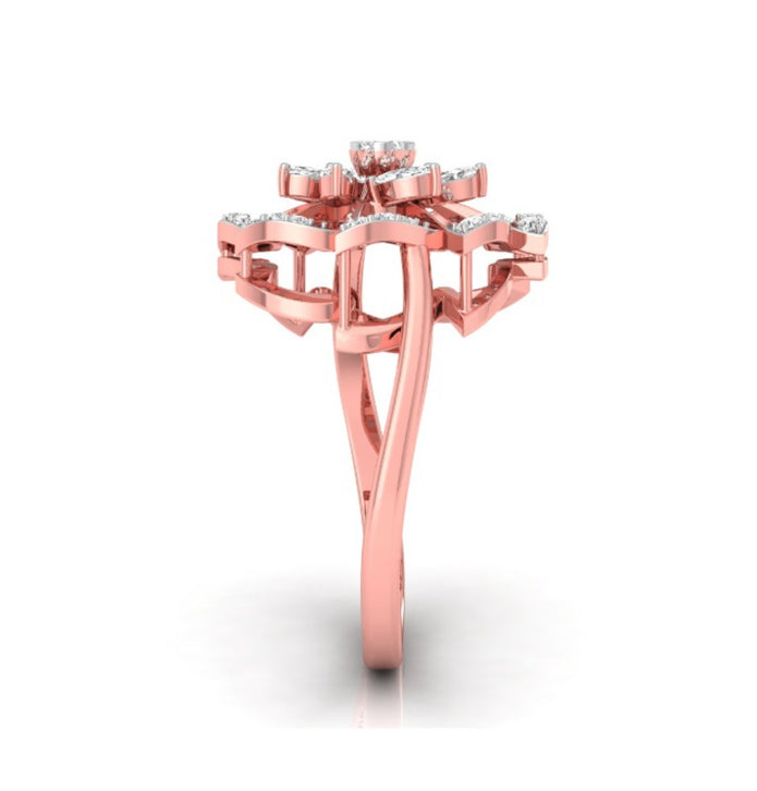 0.24Ct Floral Cocktail Style Lab-Grown Diamond Gold Ring