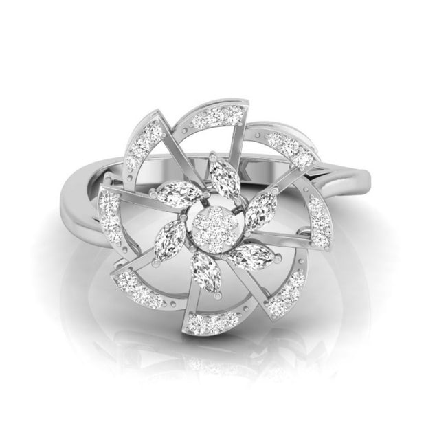 0.24Ct Floral Cocktail Style Lab-Grown Diamond Gold Ring