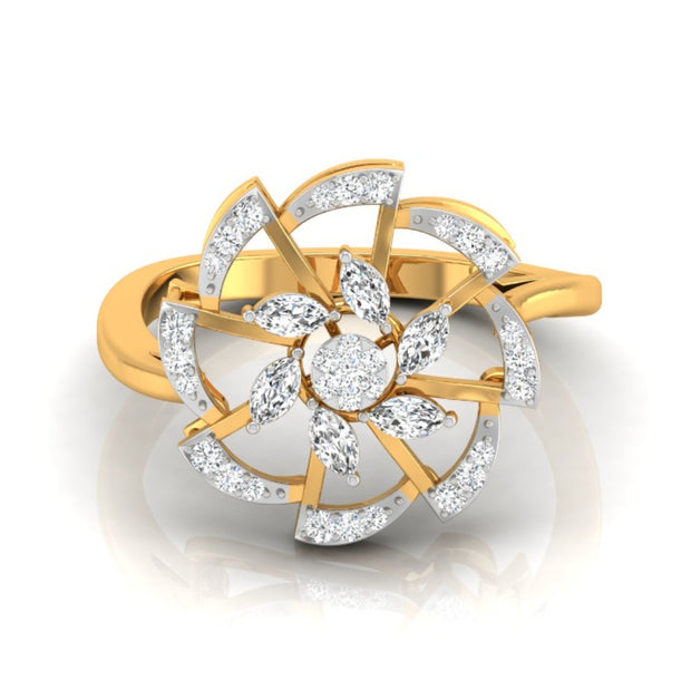 0.24Ct Floral Cocktail Style Lab-Grown Diamond Gold Ring