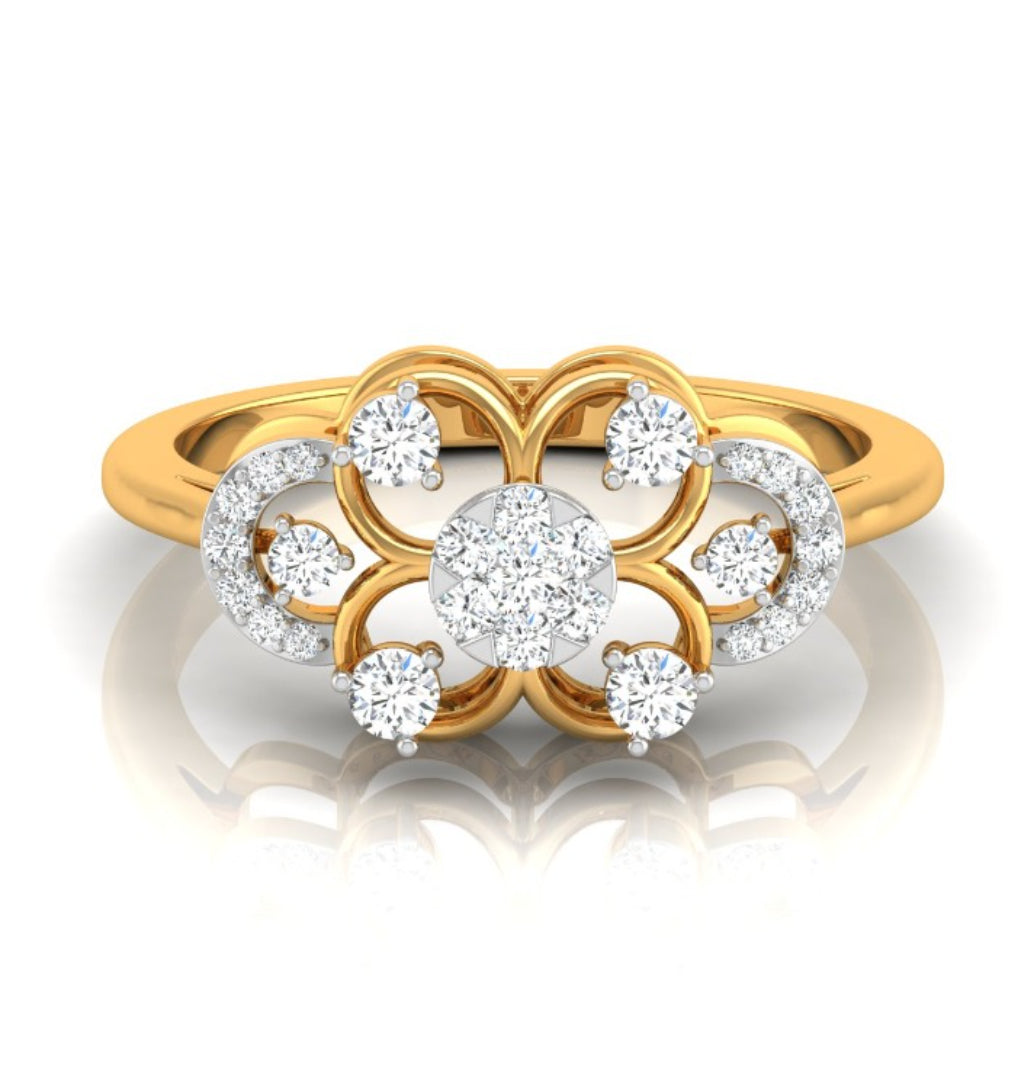 0.25Ct Round Cluster Lab-Grown Diamond Gold Ring