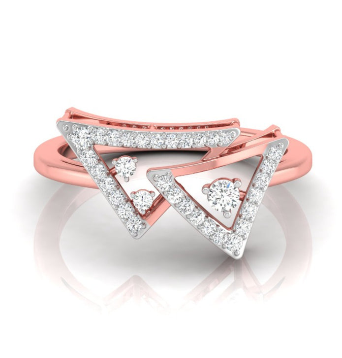 0.16Ct Double Triangle Shape Lab-Grown Diamond Gold Ring