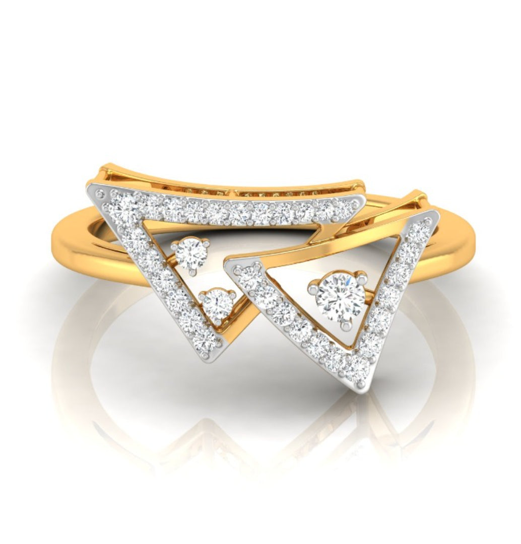 0.16Ct Double Triangle Shape Lab-Grown Diamond Gold Ring
