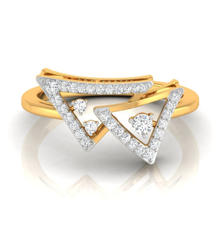 0.16Ct Double Triangle Shape Lab-Grown Diamond Gold Ring