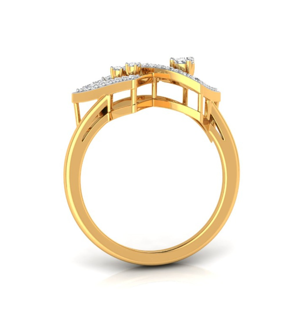 0.16Ct Double Triangle Shape Lab-Grown Diamond Gold Ring