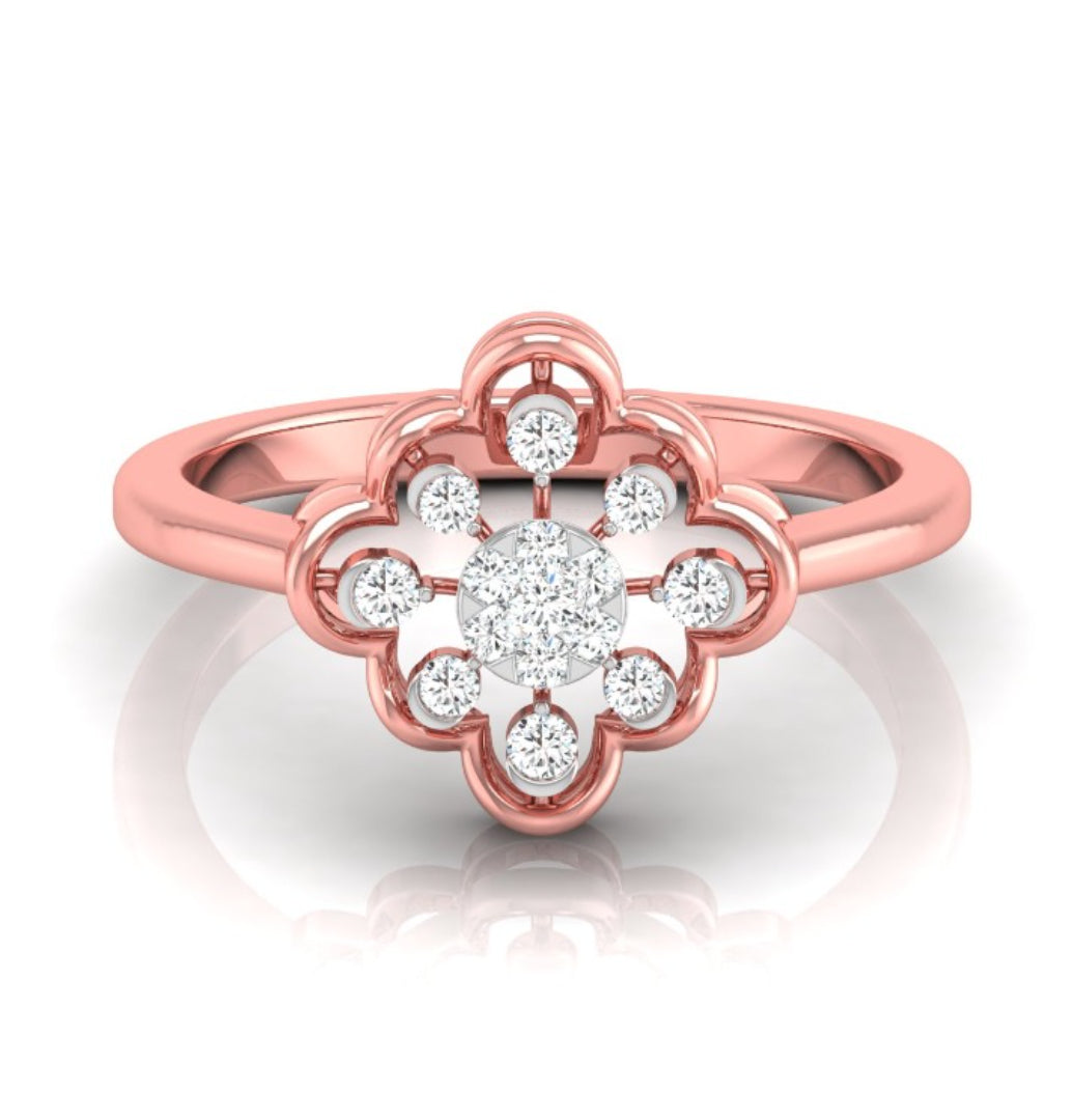 0.12Ct Floral Round Cut Cluster Lab-Grown Diamond Ring