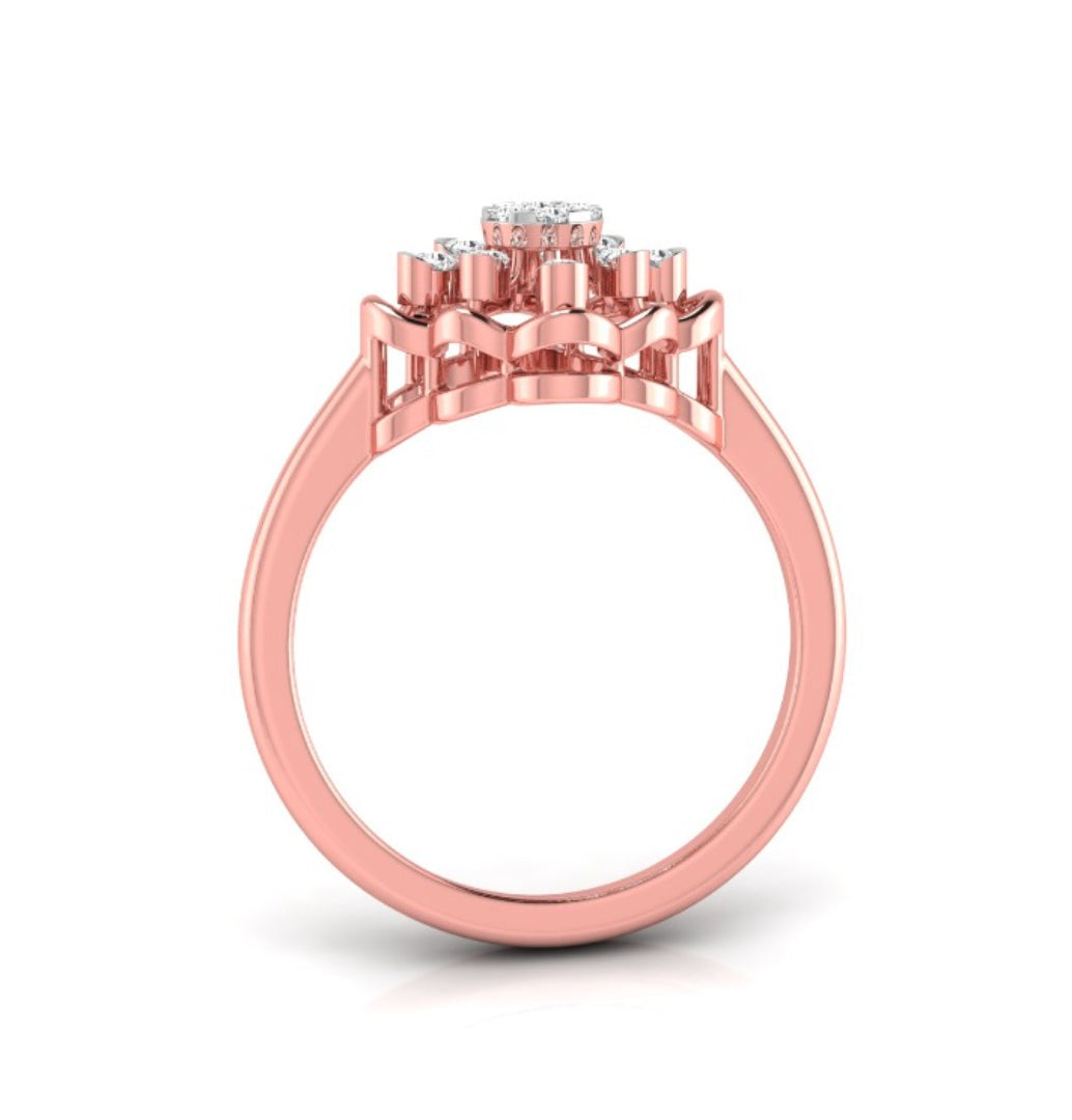 0.12Ct Floral Round Cut Cluster Lab-Grown Diamond Ring