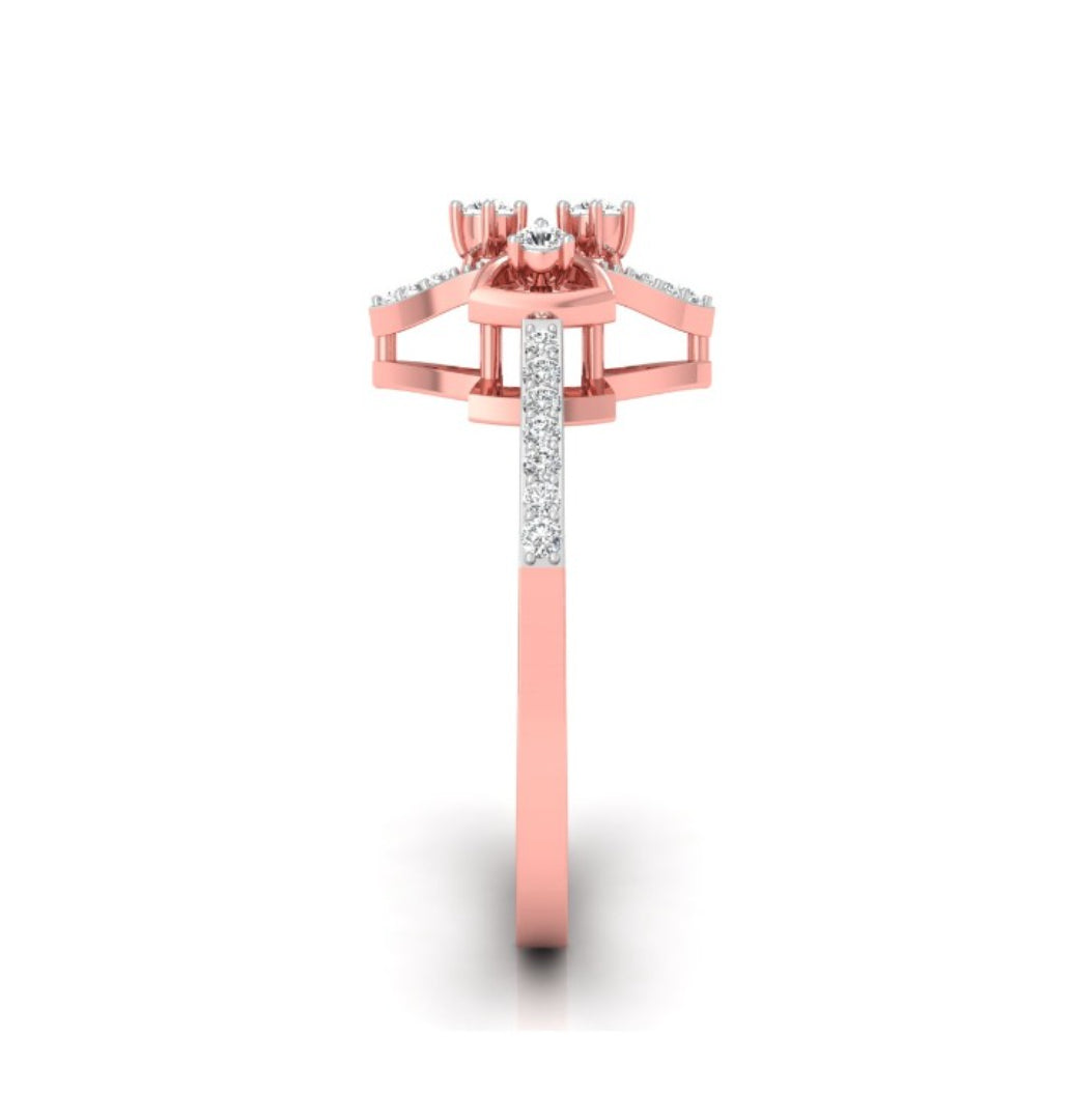 0.16Ct Geometric Cocktail Lab-Grown Diamond Gold Ring