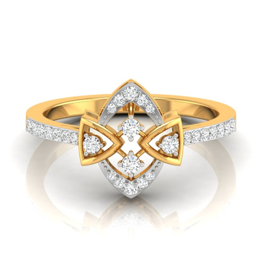0.16Ct Geometric Cocktail Lab-Grown Diamond Gold Ring
