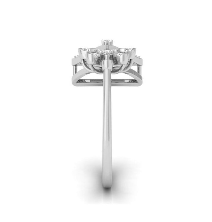 0.17Ct Geometric Floral Lab-Grown Diamond Gold Ring