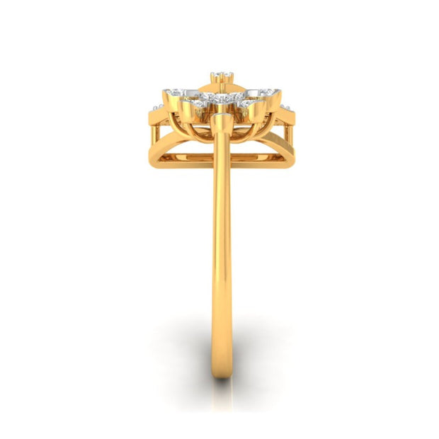 0.17Ct Geometric Floral Lab-Grown Diamond Gold Ring